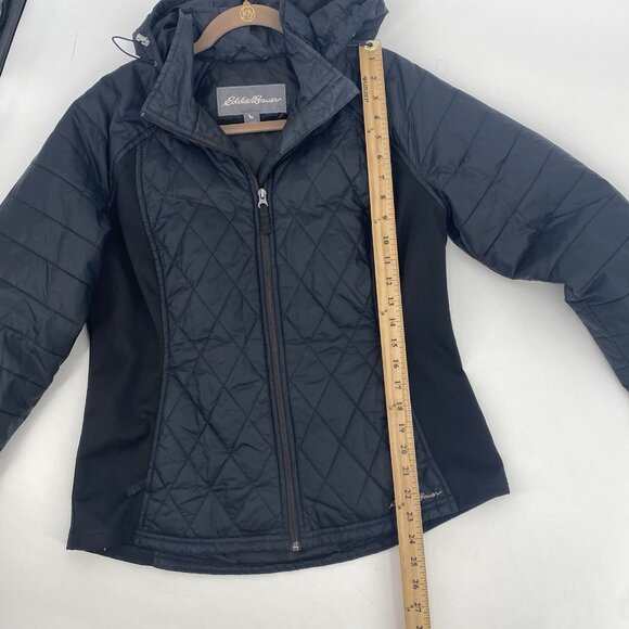 Eddie Bauer Women's Size L Black Quilted Full Zip Lightweight Pockets Jacket - Picture 9 of 10